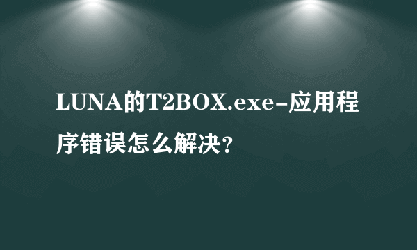 LUNA的T2BOX.exe-应用程序错误怎么解决？