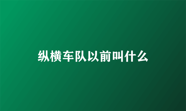 纵横车队以前叫什么