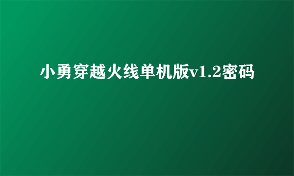 小勇穿越火线单机版v1.2密码