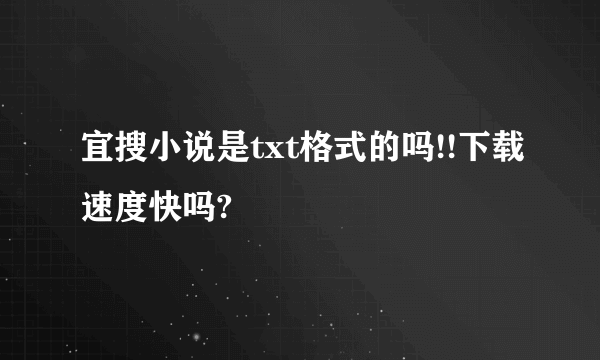 宜搜小说是txt格式的吗!!下载速度快吗?