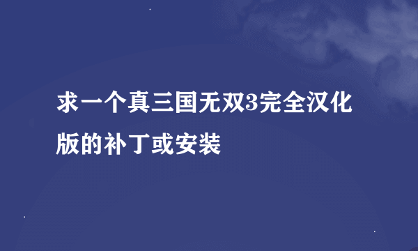 求一个真三国无双3完全汉化版的补丁或安装