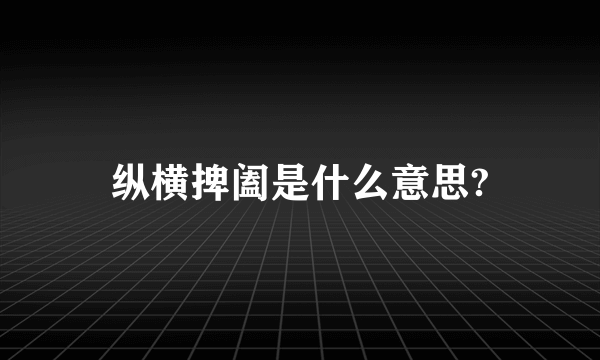 纵横捭阖是什么意思?