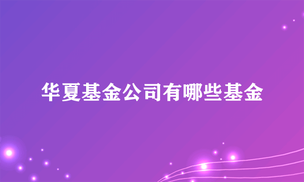 华夏基金公司有哪些基金