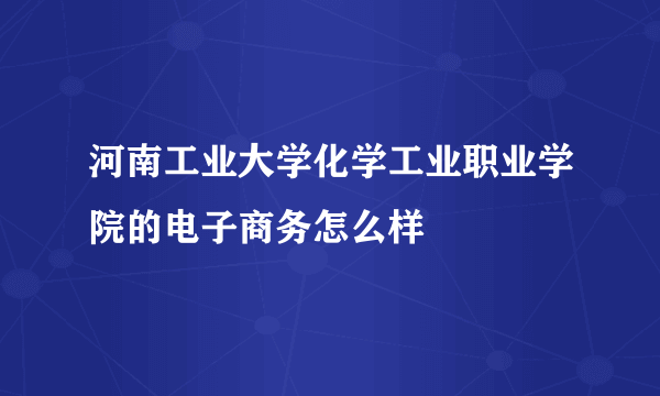 河南工业大学化学工业职业学院的电子商务怎么样