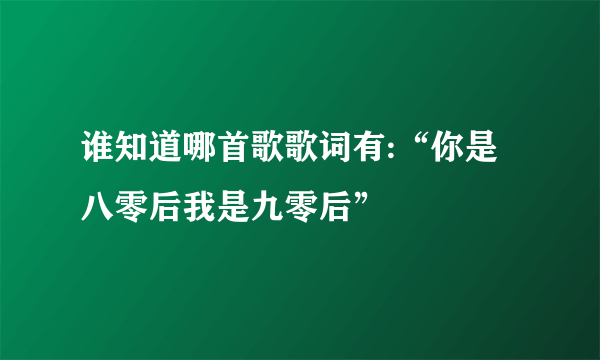 谁知道哪首歌歌词有:“你是八零后我是九零后”