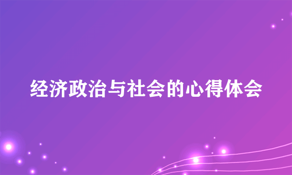 经济政治与社会的心得体会