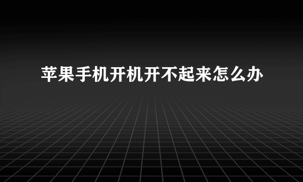 苹果手机开机开不起来怎么办