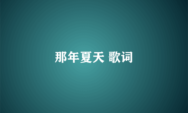 那年夏天 歌词