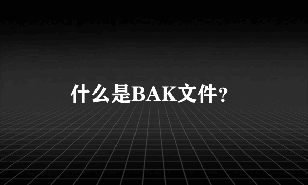 什么是BAK文件？