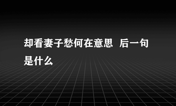 却看妻子愁何在意思  后一句是什么