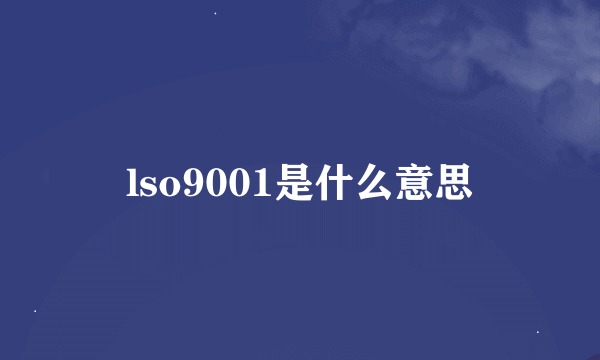 lso9001是什么意思