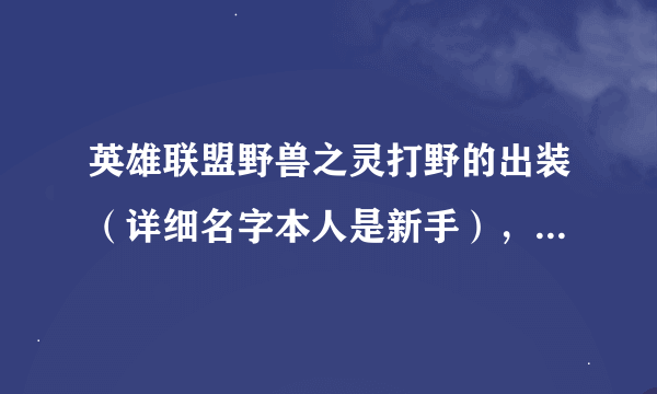 英雄联盟野兽之灵打野的出装（详细名字本人是新手），还有我是主修火凤的