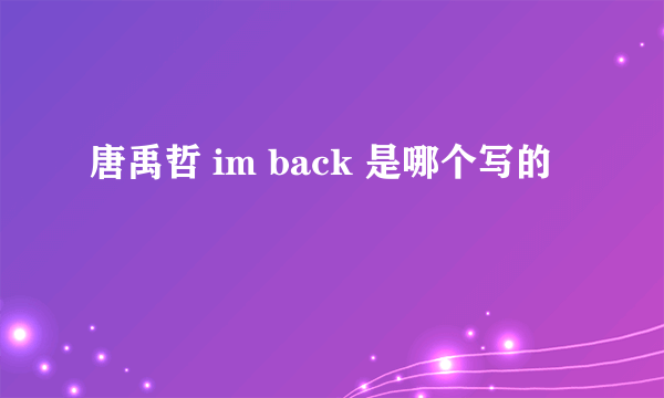 唐禹哲 im back 是哪个写的