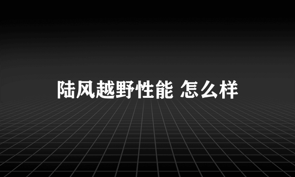 陆风越野性能 怎么样