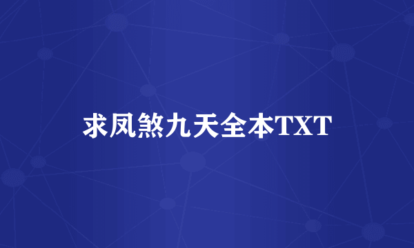 求凤煞九天全本TXT