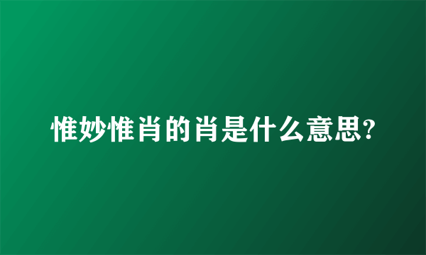 惟妙惟肖的肖是什么意思?