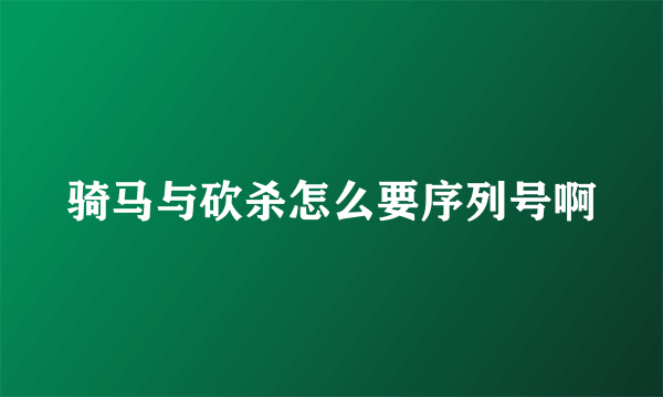 骑马与砍杀怎么要序列号啊