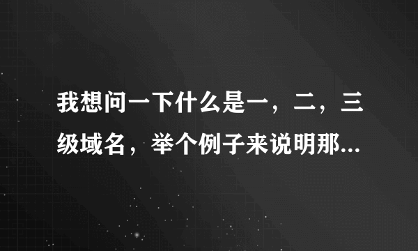 我想问一下什么是一，二，三级域名，举个例子来说明那就更好了，谢谢，