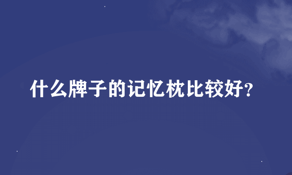 什么牌子的记忆枕比较好？