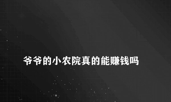 
爷爷的小农院真的能赚钱吗
