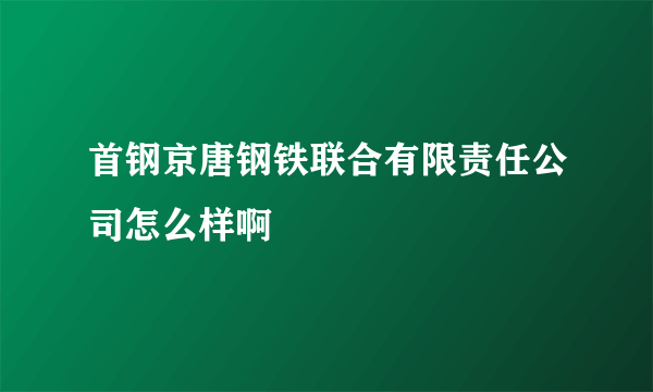 首钢京唐钢铁联合有限责任公司怎么样啊