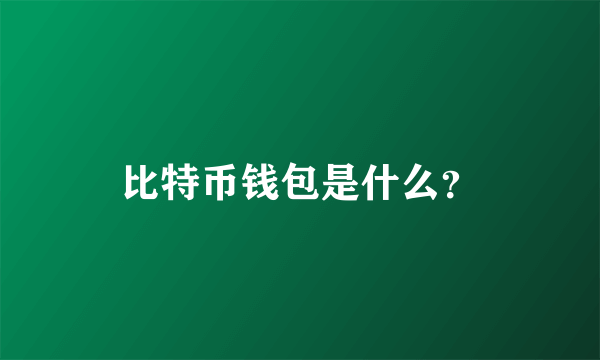 比特币钱包是什么？