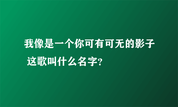 我像是一个你可有可无的影子 这歌叫什么名字？