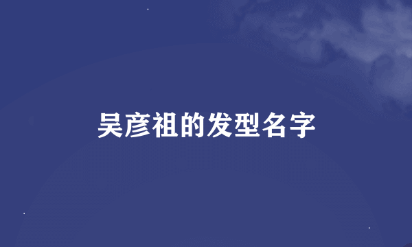 吴彦祖的发型名字