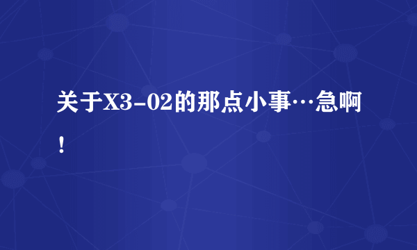 关于X3-02的那点小事…急啊！