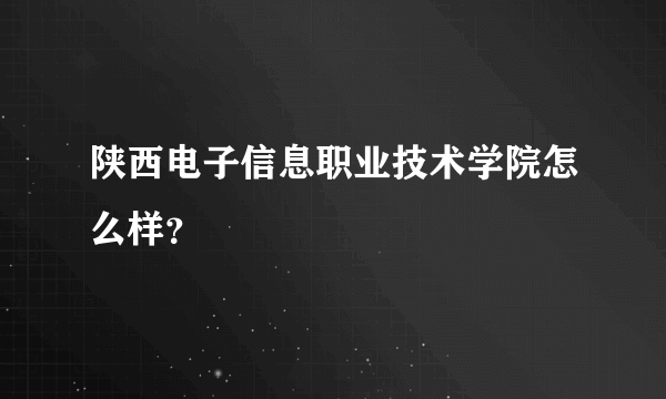 陕西电子信息职业技术学院怎么样？