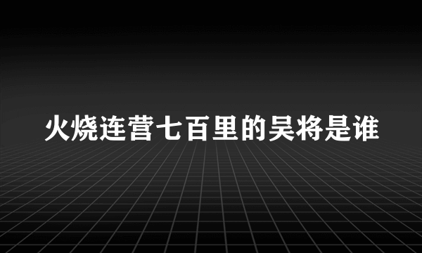 火烧连营七百里的吴将是谁