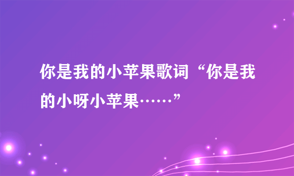 你是我的小苹果歌词“你是我的小呀小苹果……”