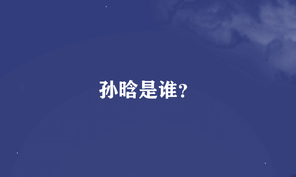 孙晗是谁？