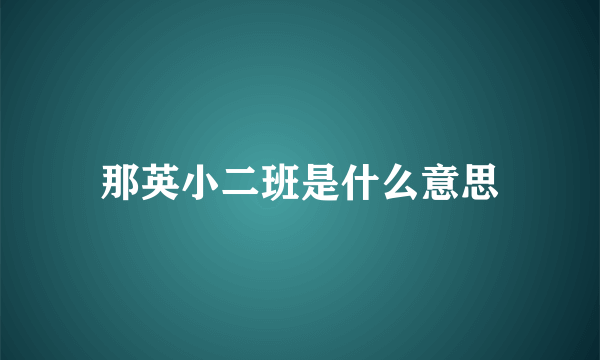 那英小二班是什么意思