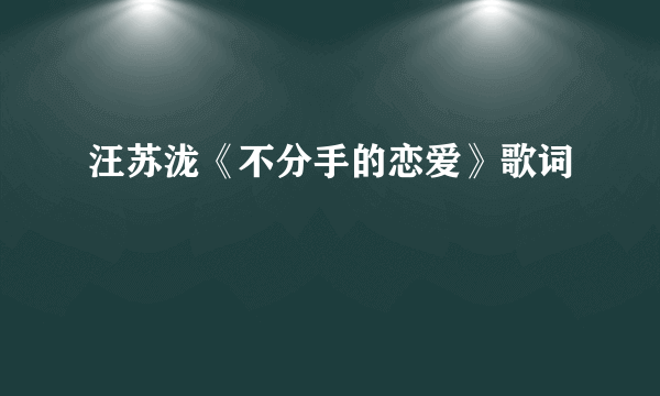 汪苏泷《不分手的恋爱》歌词