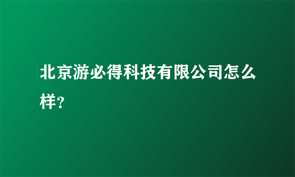 北京游必得科技有限公司怎么样？