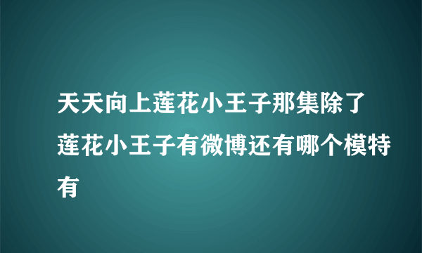 天天向上莲花小王子那集除了莲花小王子有微博还有哪个模特有