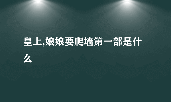 皇上,娘娘要爬墙第一部是什么