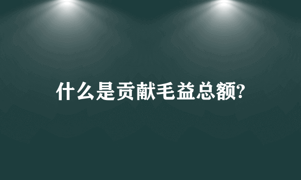 什么是贡献毛益总额?