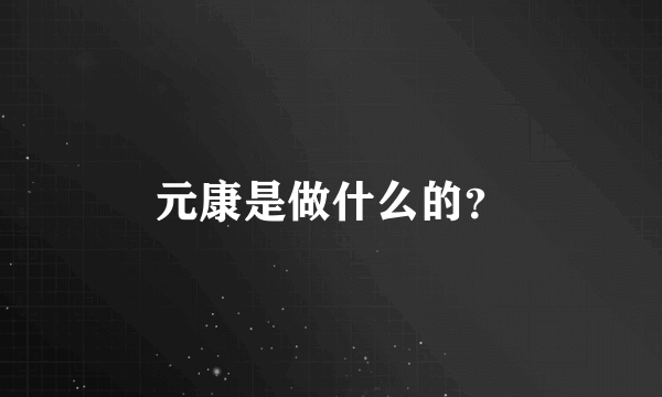 元康是做什么的？