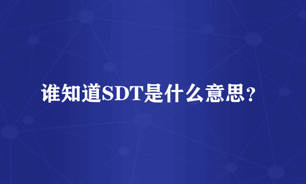 谁知道SDT是什么意思？