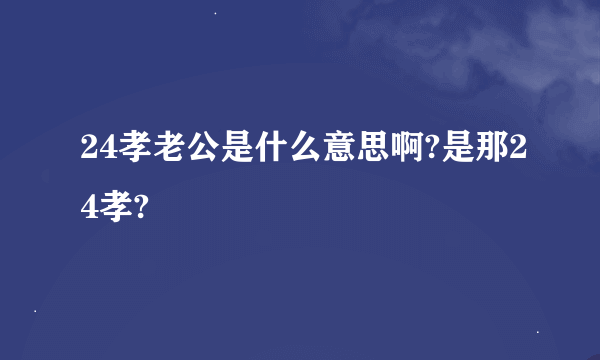 24孝老公是什么意思啊?是那24孝?