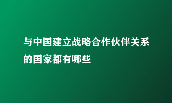 与中国建立战略合作伙伴关系的国家都有哪些