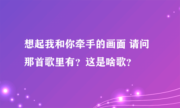 想起我和你牵手的画面 请问那首歌里有？这是啥歌？