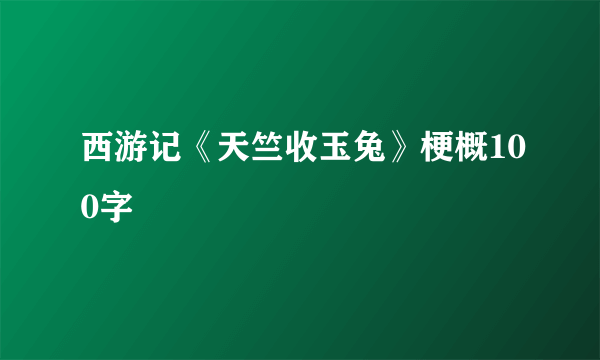 西游记《天竺收玉兔》梗概100字