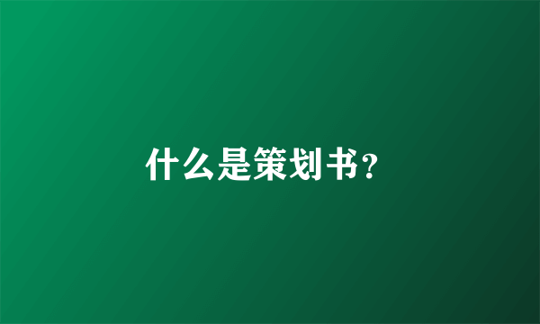 什么是策划书？