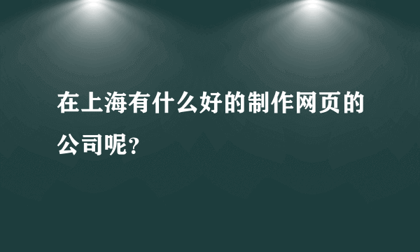 在上海有什么好的制作网页的公司呢？