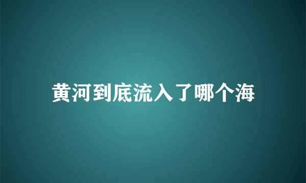 黄河到底流入了哪个海