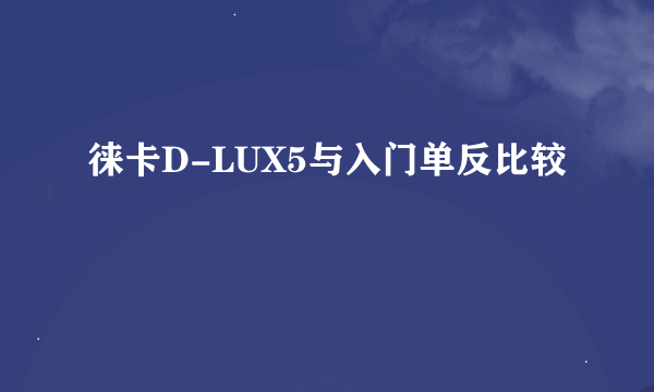 徕卡D-LUX5与入门单反比较