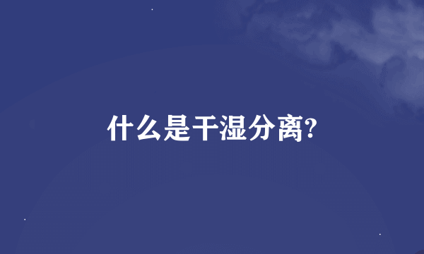 什么是干湿分离?